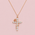 Rosed Cross Necklace - Rose Gold