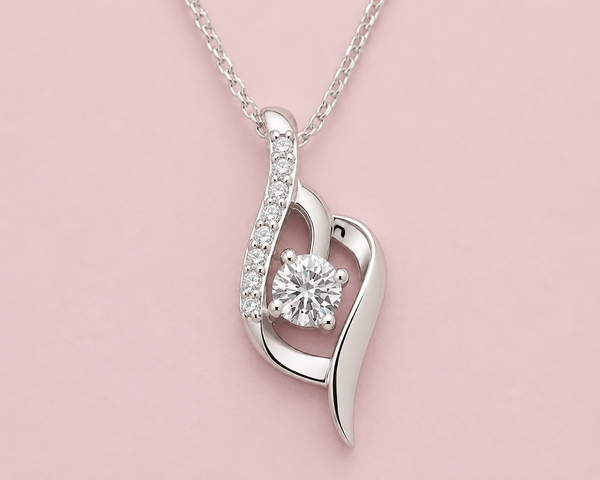 Encased stone Necklace - Silver