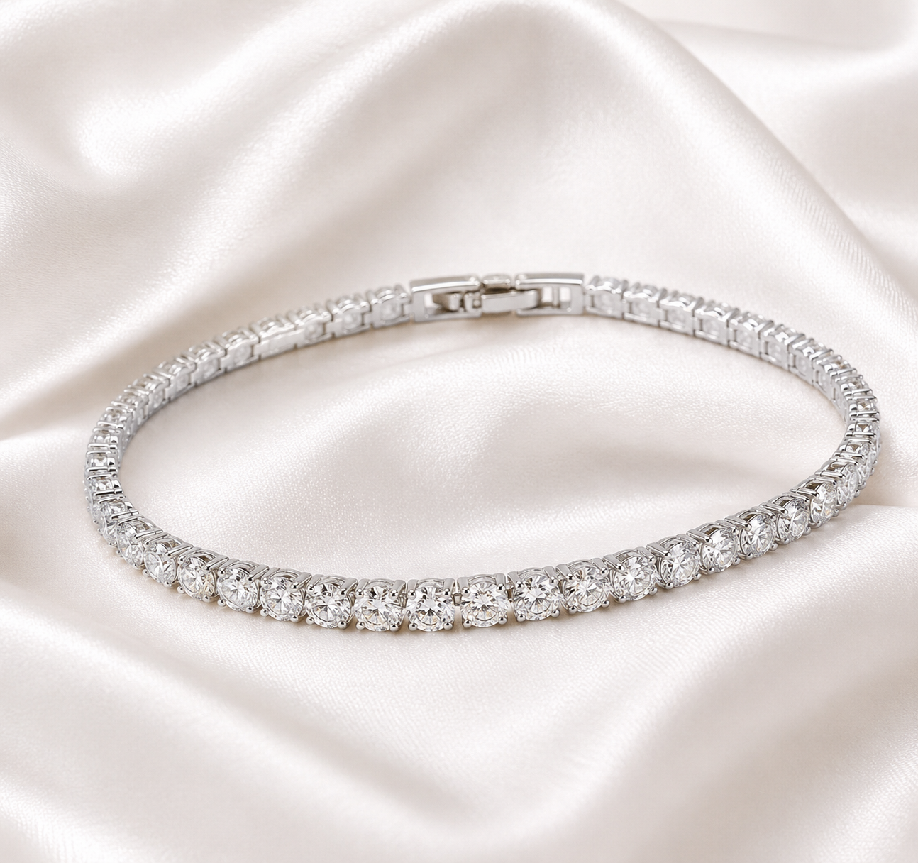 Crystal Tennis Bracelet - Silver