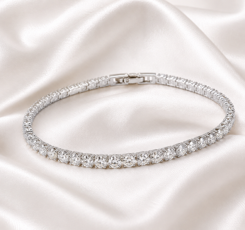Crystal Tennis Bracelet - Silver