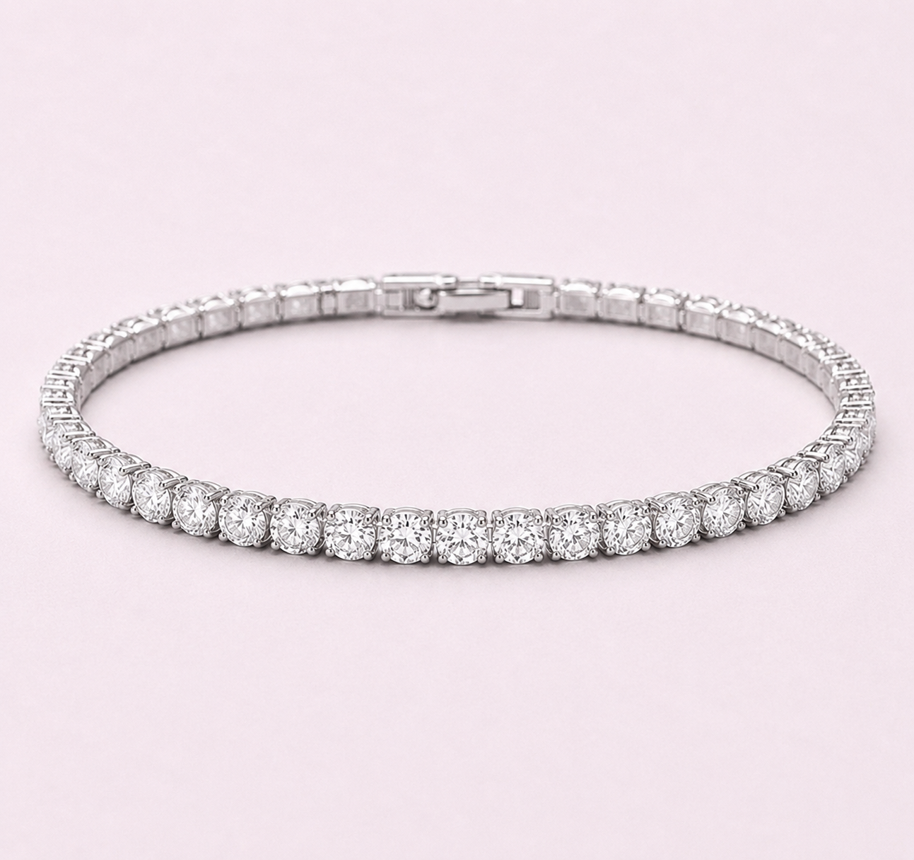 Crystal Tennis Bracelet - Silver